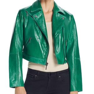 Kenneth Cole Green Sheep Napa Patent Jacket